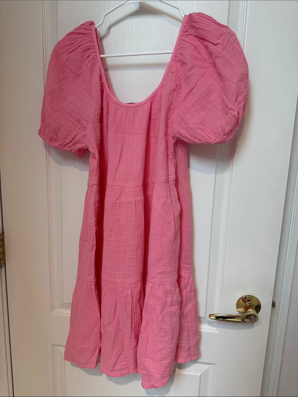 Lilly Pulitzer Pink Puff Sleeve Tiered Swim Cover Up Dress